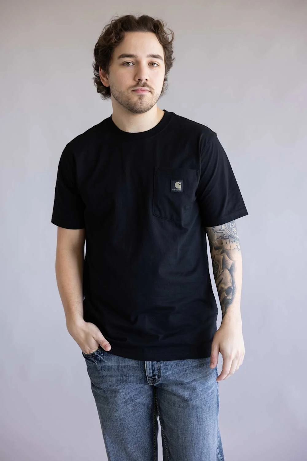 Carhartt Irvine Relaxed Block Camo T-Shirt for Men in Black | 107296-N04-BLACK - Image 2