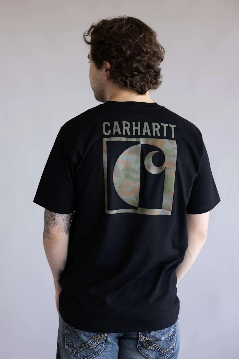 Carhartt Irvine Relaxed Block Camo T-Shirt for Men in Black | 107296-N04-BLACK - Image 3