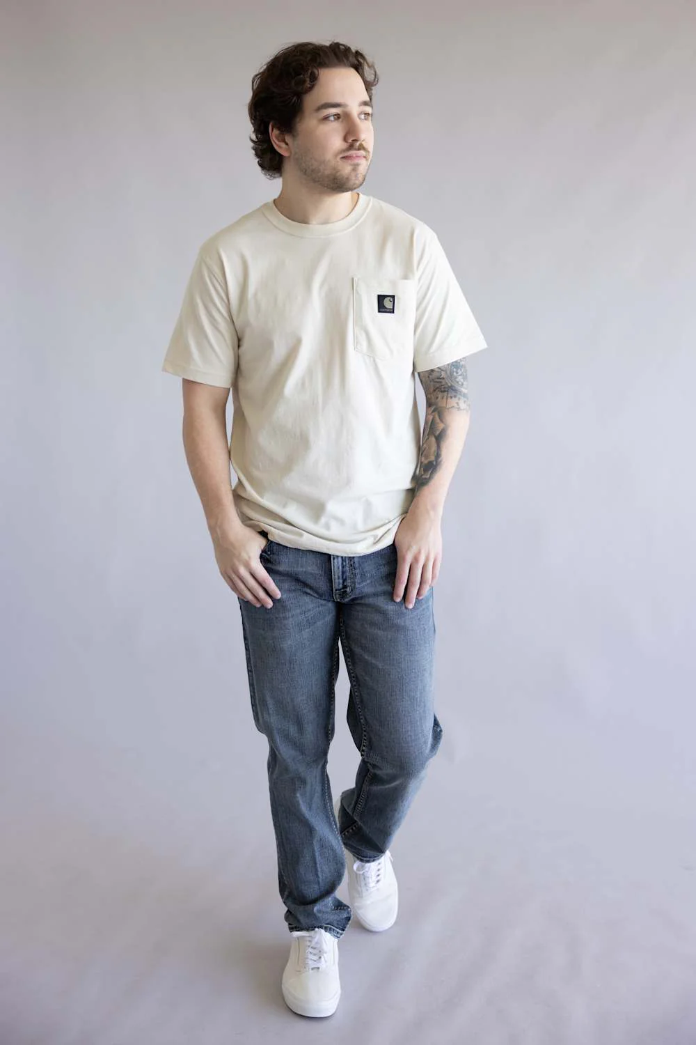 Carhartt Irvine Relaxed Camo T-Shirt for Men in Oatmilk | 107357-A16-OATMILK - Image 2