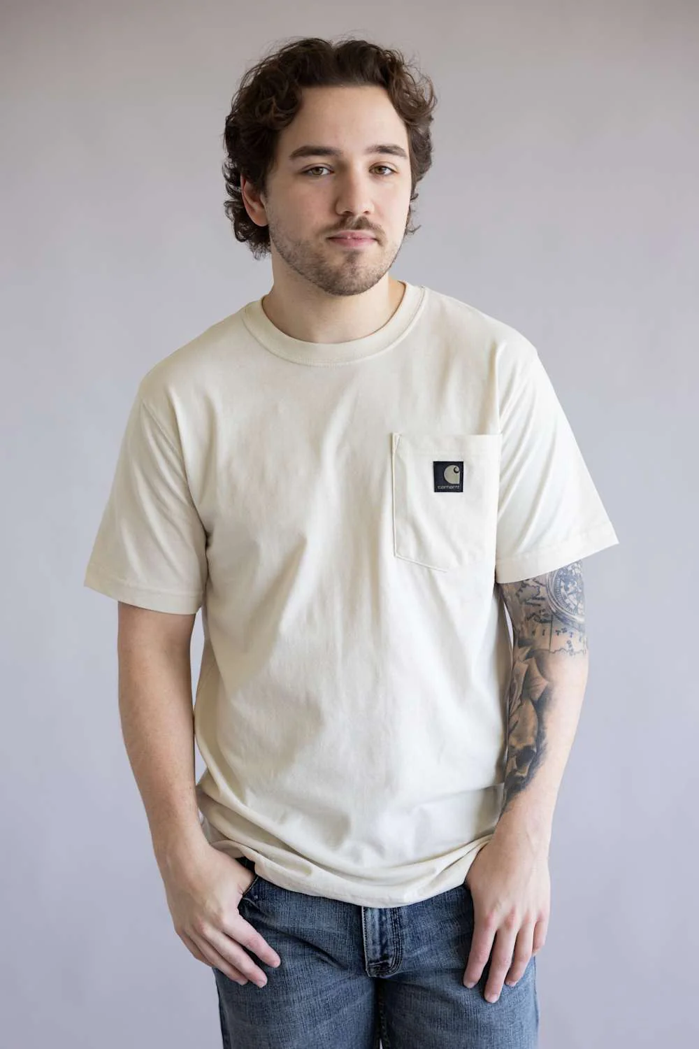 Carhartt Irvine Relaxed Camo T-Shirt for Men in Oatmilk | 107357-A16-OATMILK - Image 5