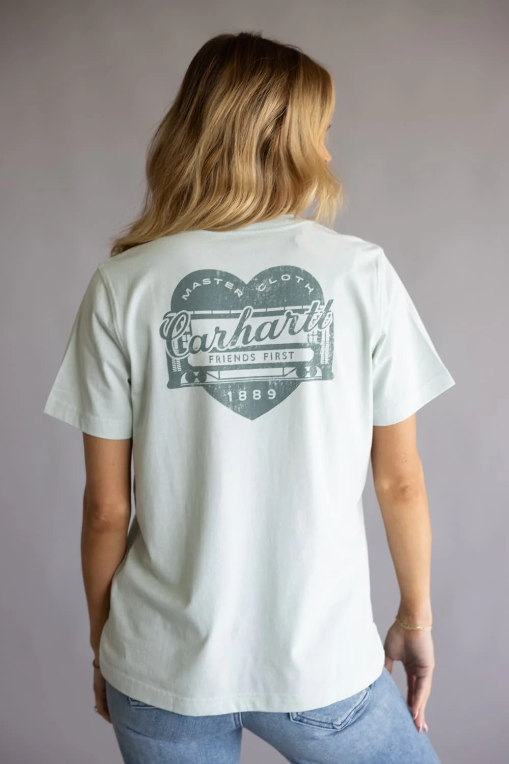Carhartt Irvine Relaxed Heritage Heart T-Shirt for Women in Smoked Teal | 107534-GN8 - Image 4