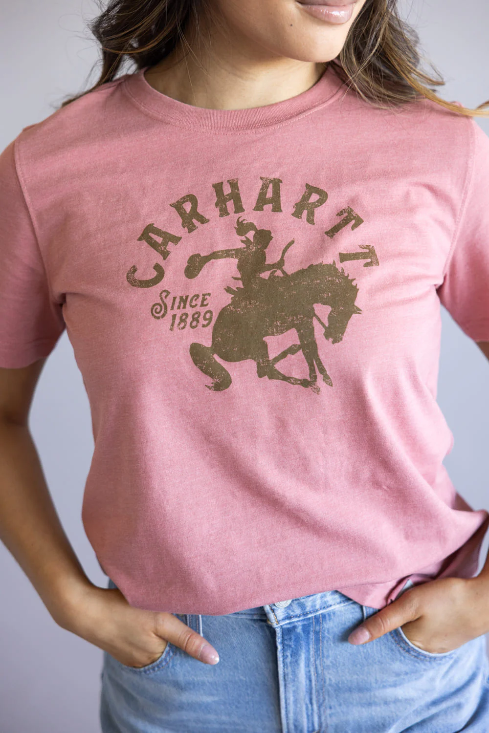 Carhartt Irvine Relaxed Horse T-Shirt for Women in Rose Tint Heather | 107385-P55 - Image 2