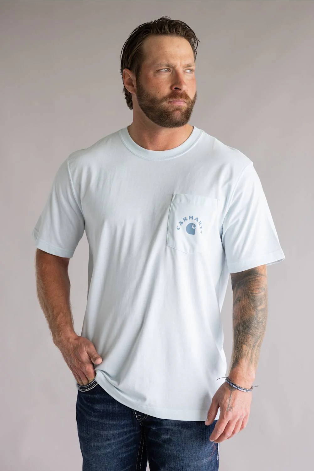 Carhartt Irvine Relaxed Work T-Shirt for Men in Fog | 107317-HN6-FOG - Image 2
