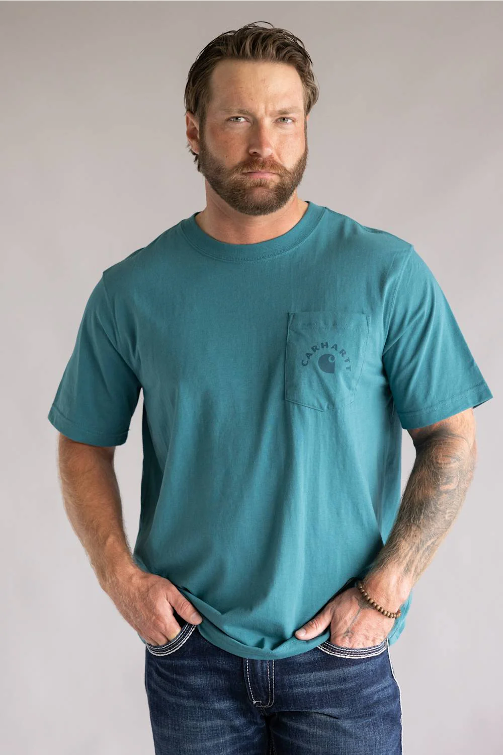 Carhartt Irvine Relaxed Work T-Shirt for Men in Teal | 107317-G03-TEAL - Image 2