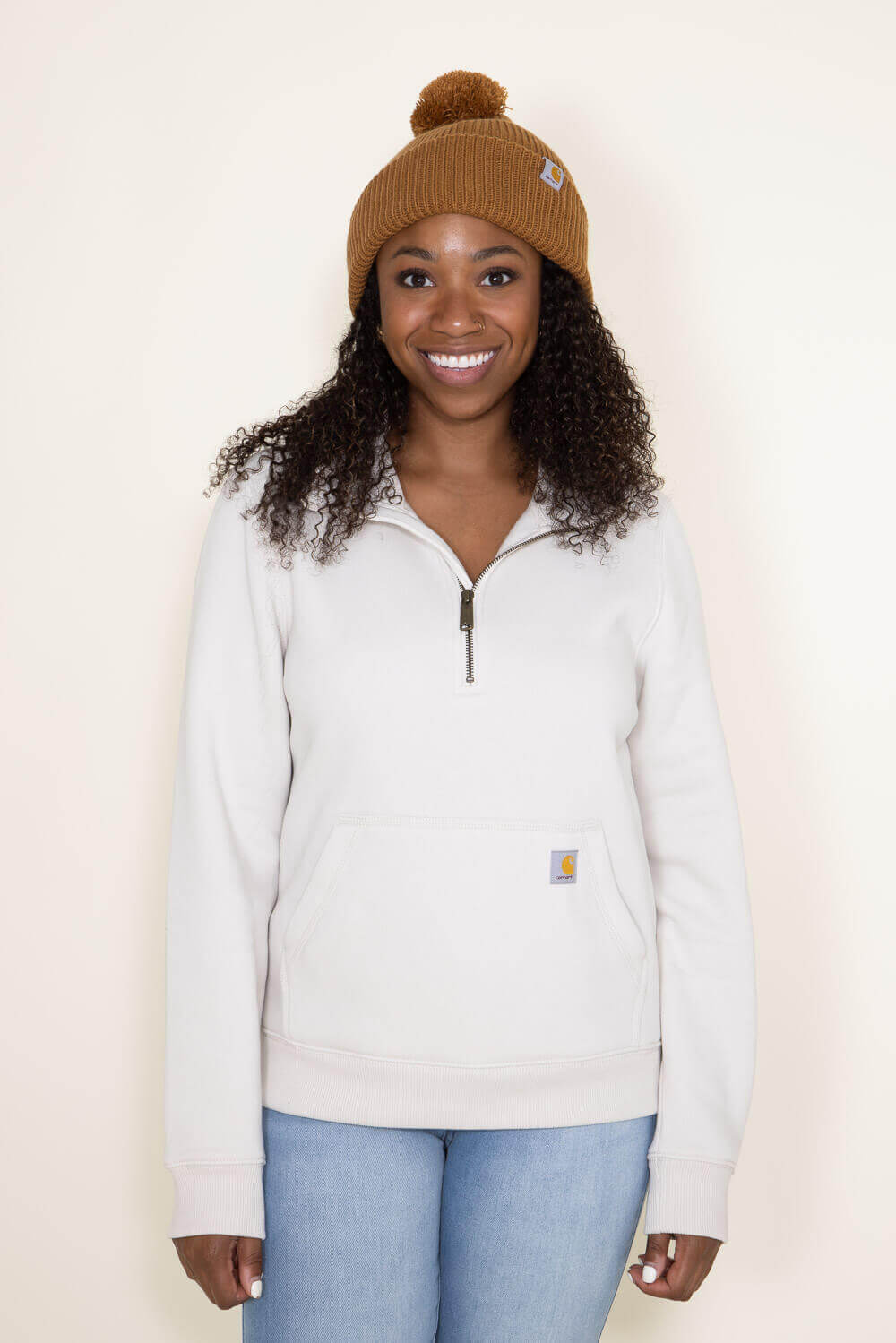 Carhartt Knit Pom-Pom Beanie for Women in Brown | 106003-BRN - Image 2