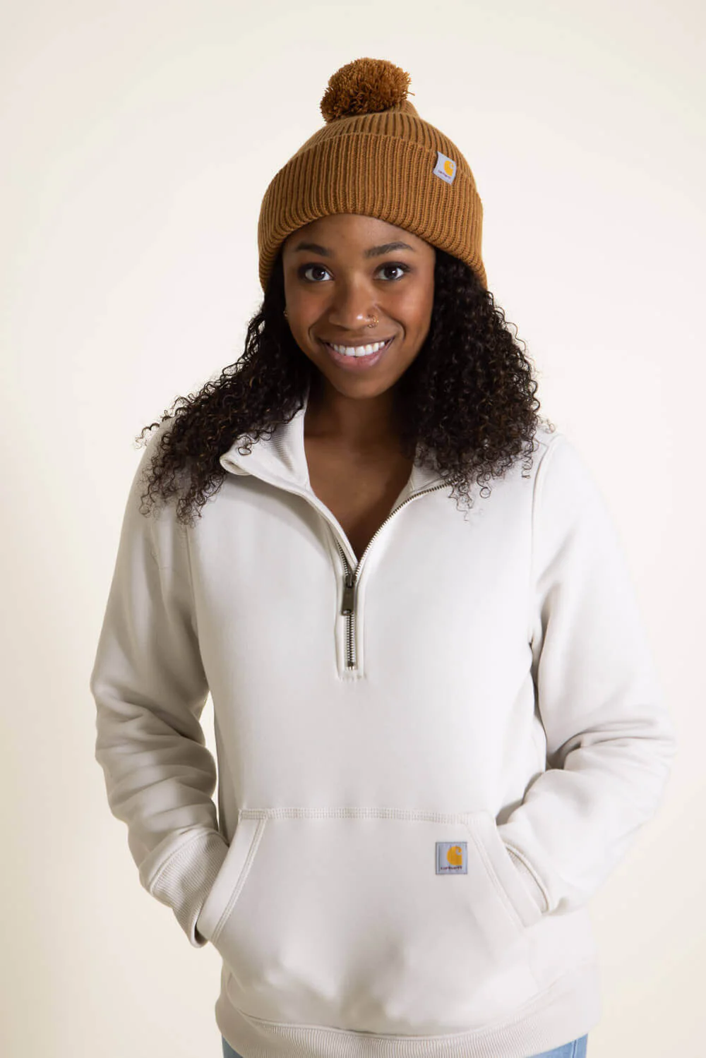 Carhartt Knit Pom-Pom Beanie for Women in Brown | 106003-BRN - Image 5