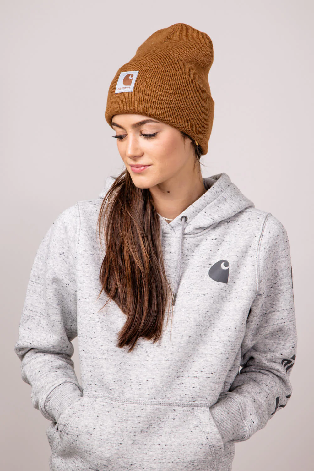 Carhartt Knit Satin Lined Beanies for Women in Brown | 106425-BRN - Image 2