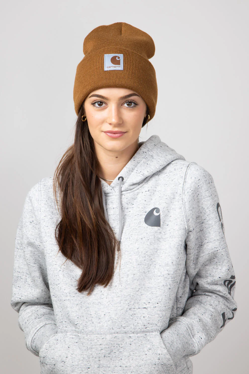 Carhartt Knit Satin Lined Beanies for Women in Brown | 106425-BRN - Image 4