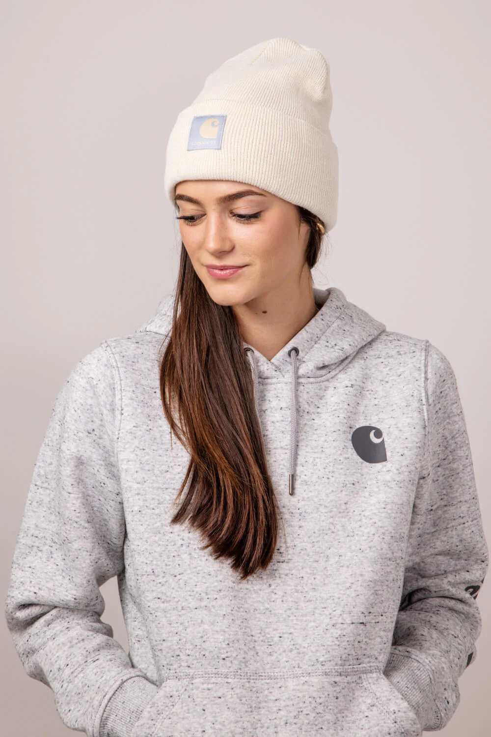 Carhartt Knit Satin Lined Beanies for Women in Oat Milk | 106425-A16 - Image 4