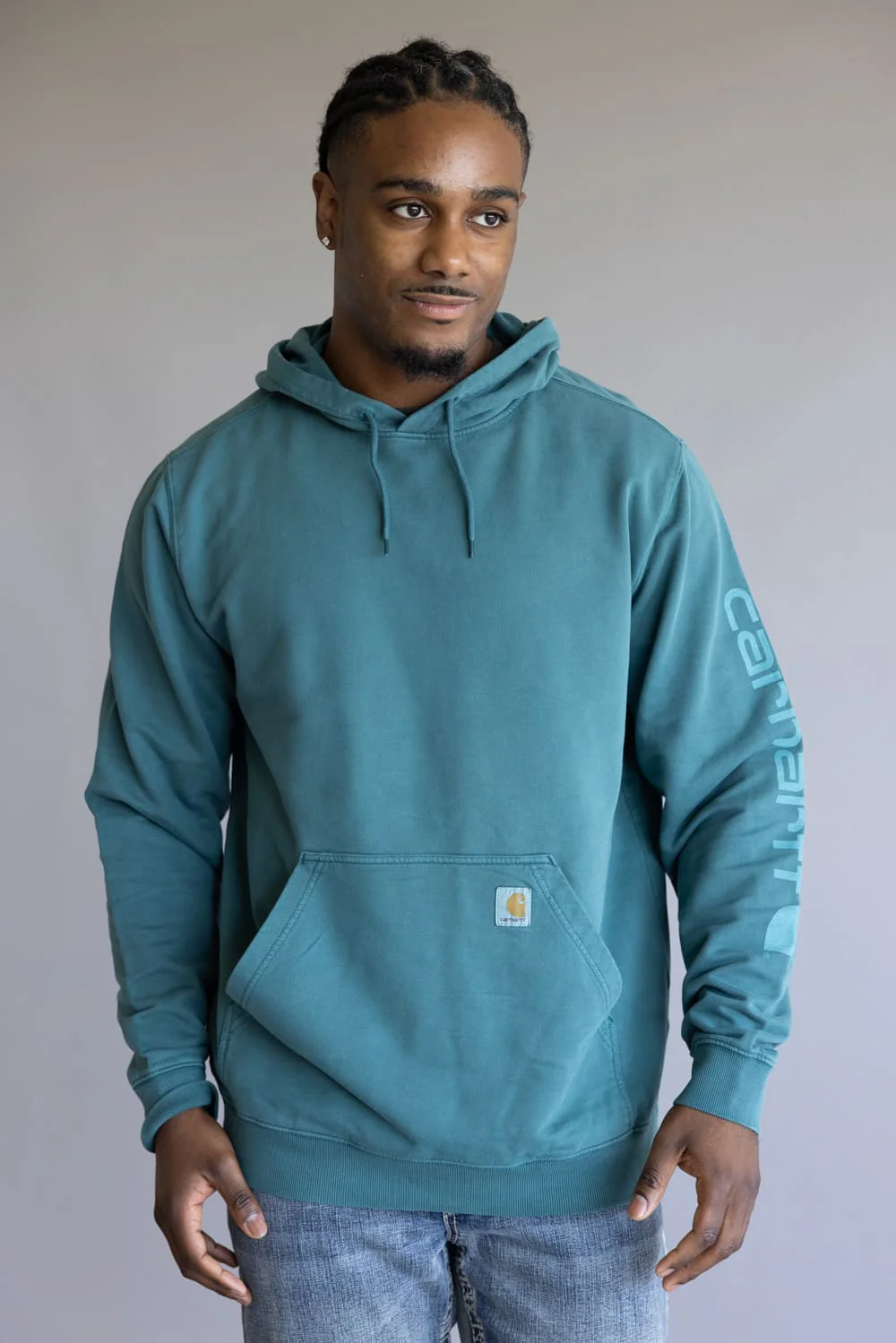 Carhartt Legacy Relaxed Fit Mineral Wash Sweatshirt for Men in Greenstone | 106253-GM1 - Image 3