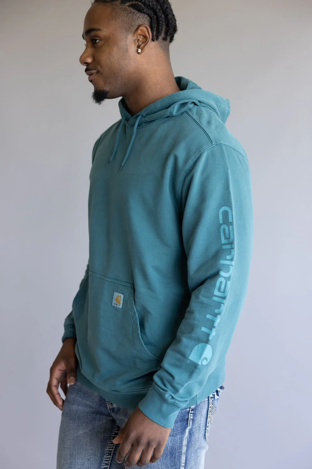 Carhartt Legacy Relaxed Fit Mineral Wash Sweatshirt for Men in Greenstone | 106253-GM1 - Image 4