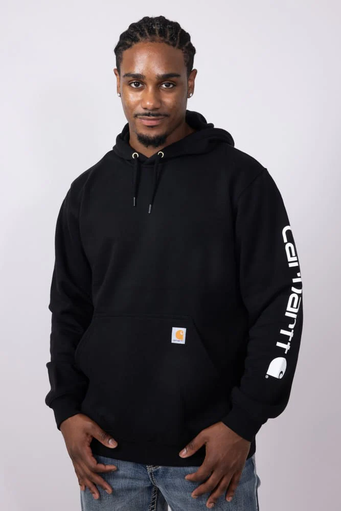 Carhartt Logo Sleeve Graphic Hoodie for Men in Black | K288-BLK BLACK - Image 2