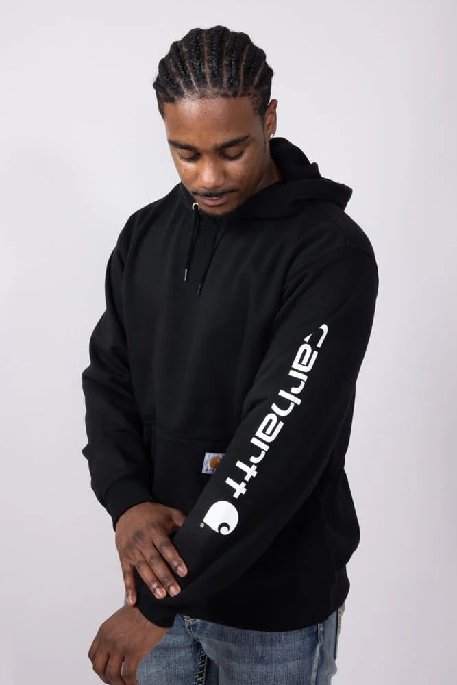 Carhartt Logo Sleeve Graphic Hoodie for Men in Black | K288-BLK BLACK - Image 3