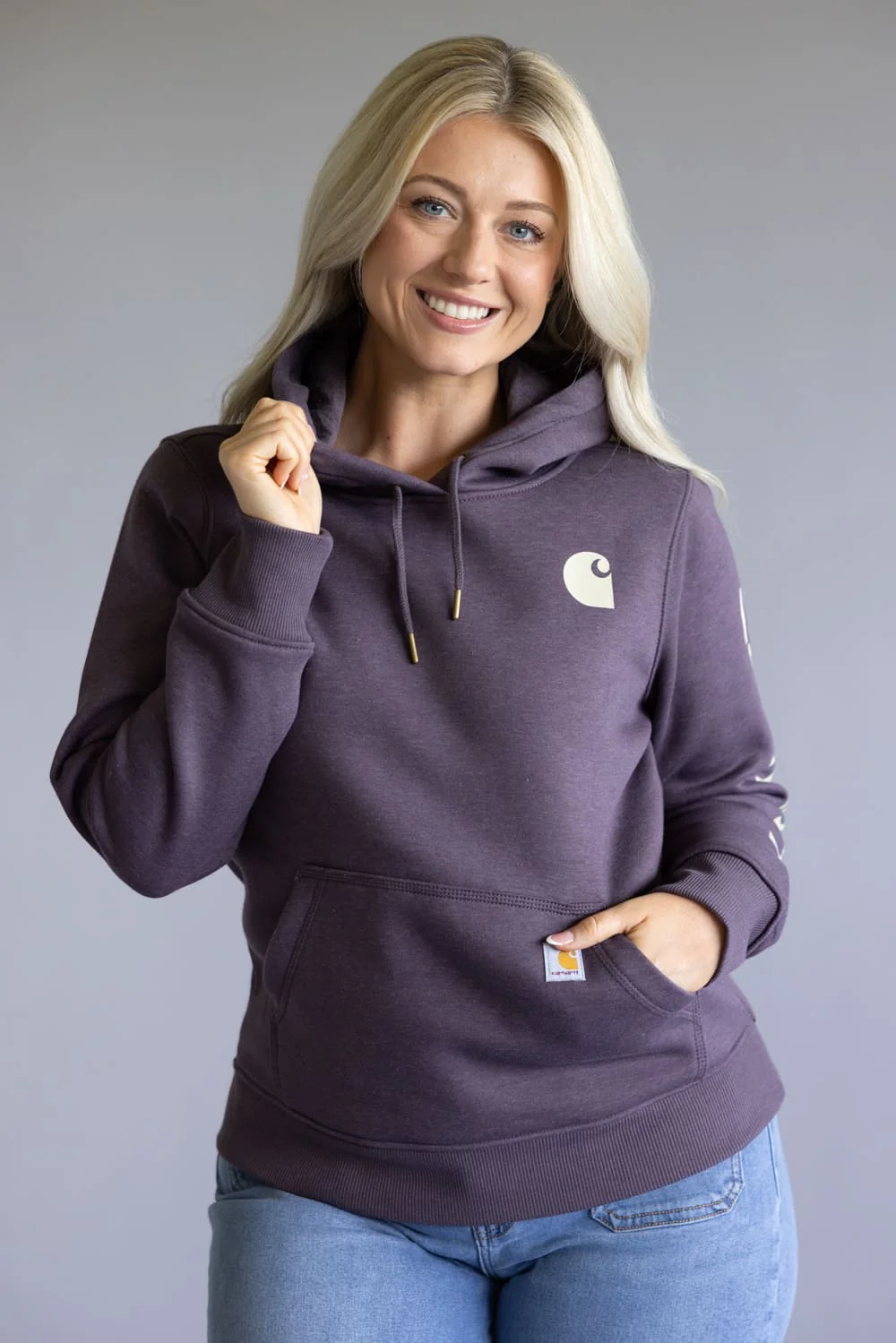 Carhartt Logo Sleeve Midweight Hoodie for Women - Image 2