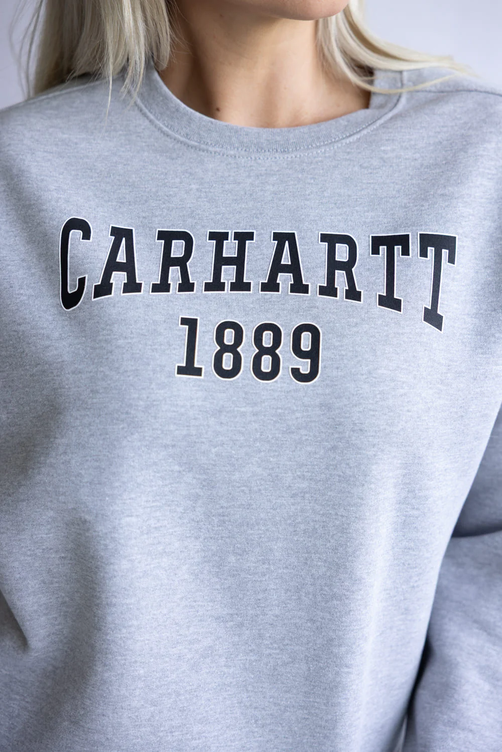 Carhartt Midweight Graphic Sweatshirt for Women in Heather Grey | 107160-HGY - Image 3