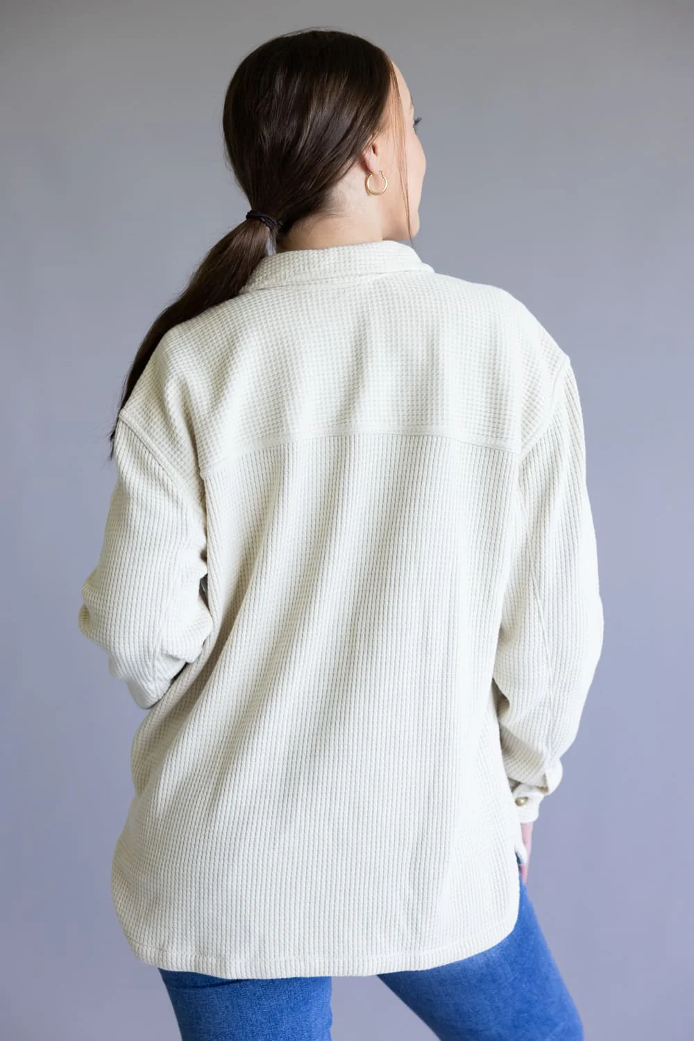 Carhartt Oversized Heavyweight Waffle Knit Shirt for Women in Oat Milk | 107134-A16 - Image 2