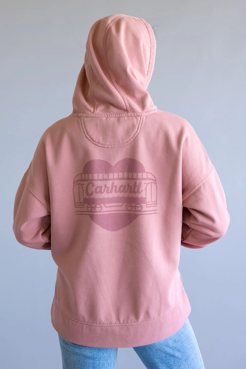 Carhartt Oversized Midweight Heart Graphic Hoodie for Women in Rose Tint | 107146-P54 - Image 4