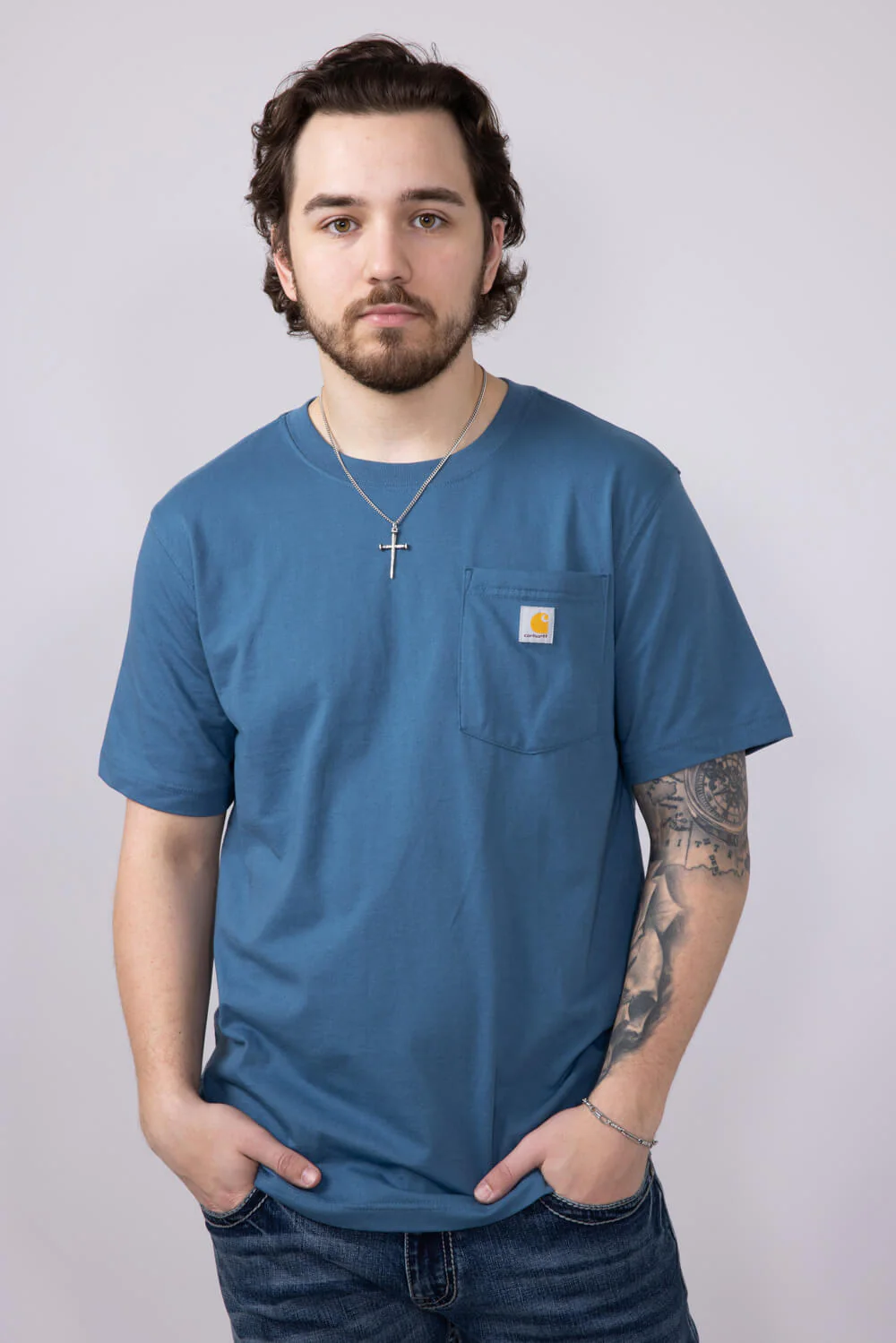 Carhartt Pocket Graphic T-Shirt for Men in Blue | 106760-HK8-STRMBLU - Image 4