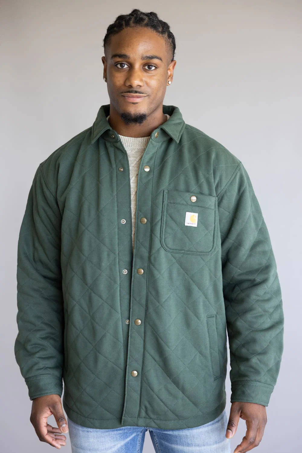 Carhartt Rain Defender Heavyweight Quilted Snap Front Shirt Jacket for Men - Image 2