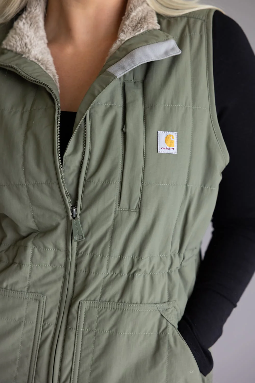 Carhartt Rain Defender Lightweight Insulated Vest for Women in Green | 107100-DOV - Image 5