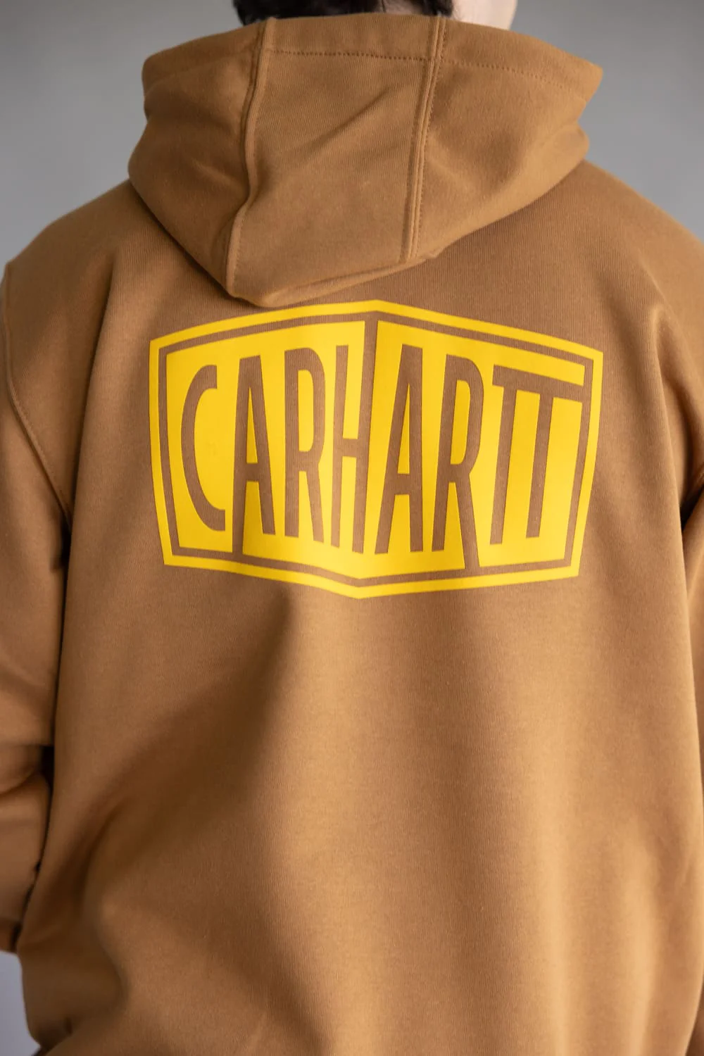 Carhartt Rain Defender Midweight Logo Sleeve Hoodie for Men in Carhartt Brown | 107030-BRN BROWN - Image 3
