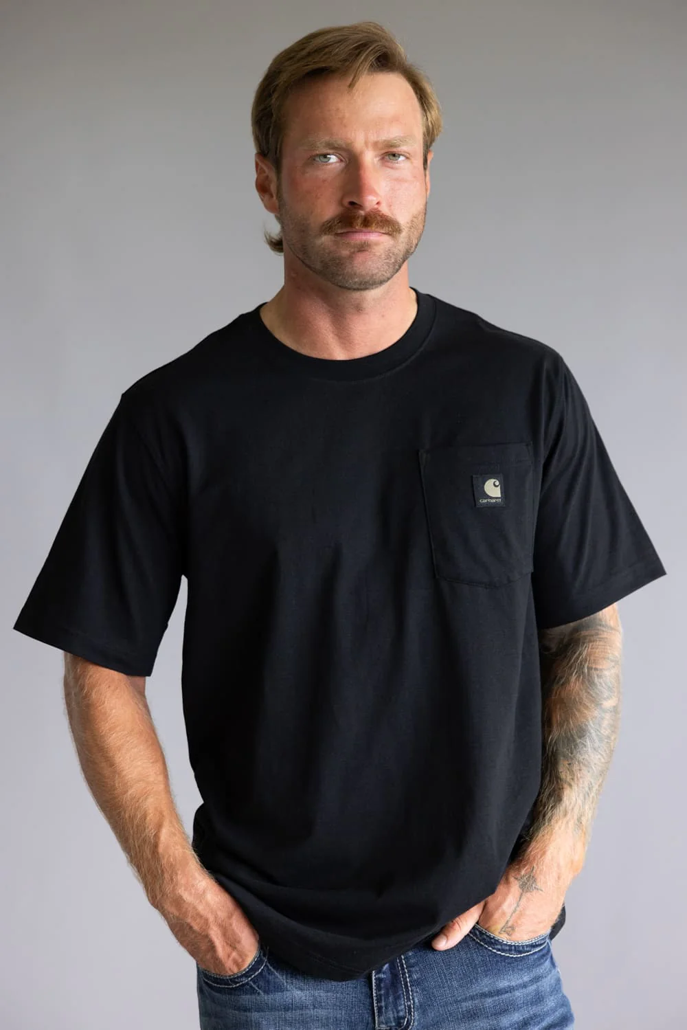Carhartt Relaxed Fit Lightweight Camo Logo Pocket Graphic T-Shirt for Men in Black | 107183-N04 BLACK - Image 2