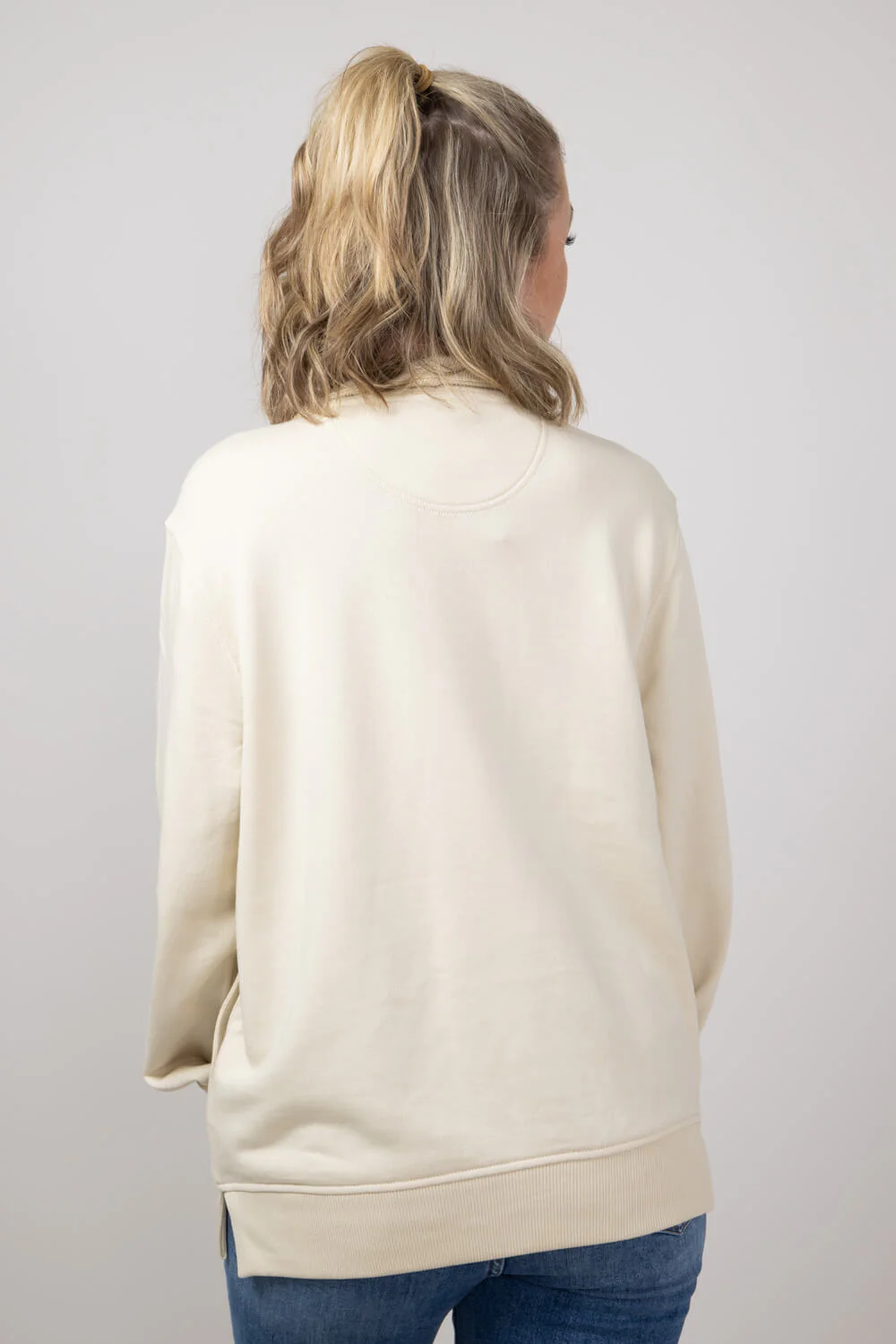 Carhartt Relaxed Fit Tencel Half Zip Sweatshirt for Women in Oat Milk | 106451-A16 - Image 3