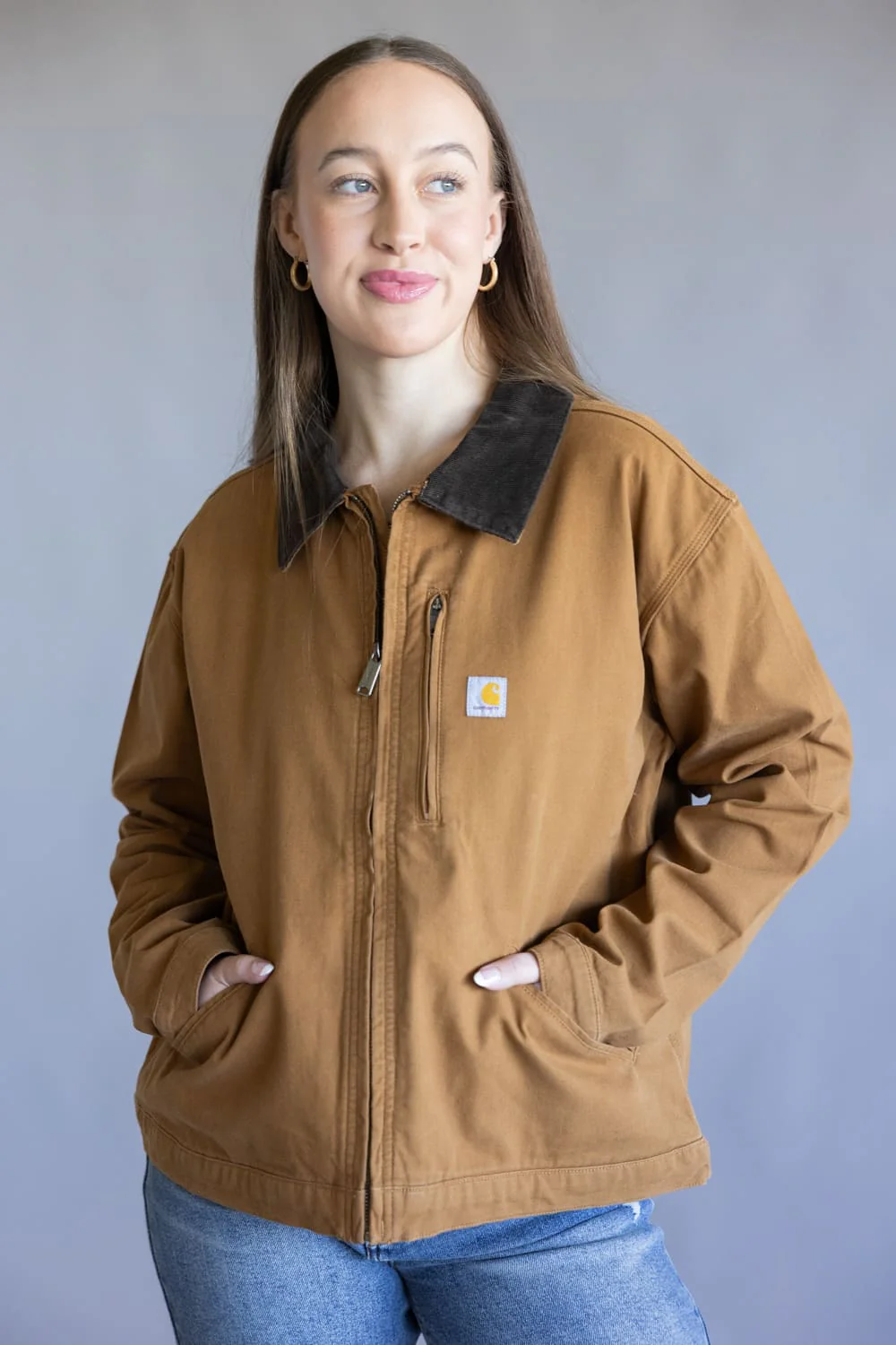 Carhartt Rugged Flex Canvas Detroit Jacket for Women in Carhartt Brown  | 106208-BRN - Image 3
