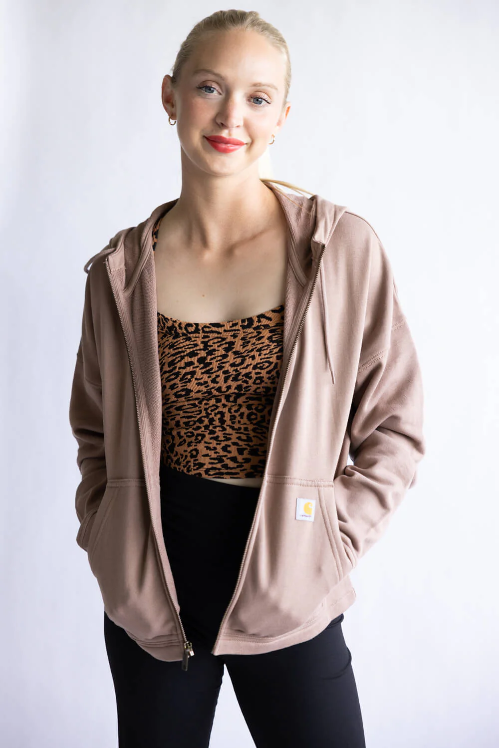 Carhartt Tencel Loose Fit Full Zip Jacket for Women in Soft Sepia | 106837-BA9 - Image 6