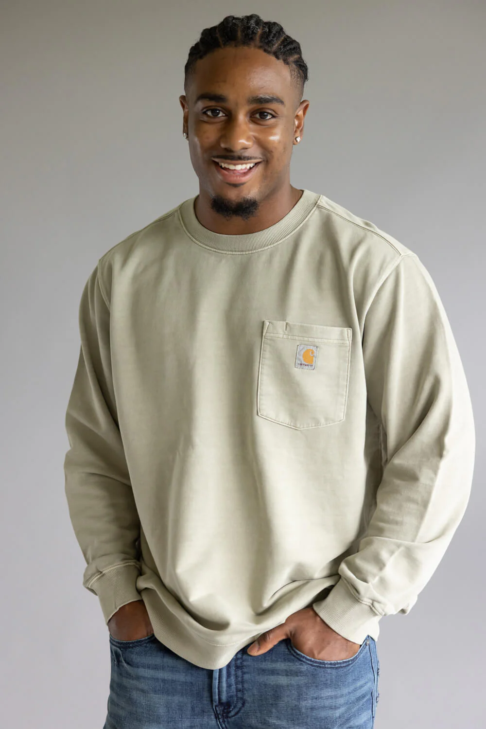 Carhartt Terry Crewneck Sweatshirt for Men in Greige | 106853-E00 - Image 4