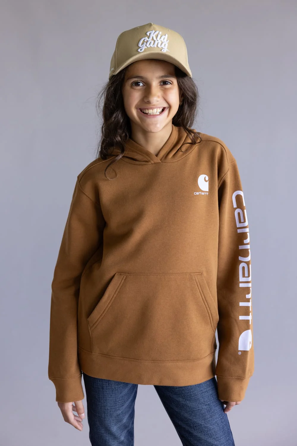 Carhartt Youth Classic Pullover Hoodie for Girls in Carhartt Brown | CA7131-D15-BROWN - Image 4