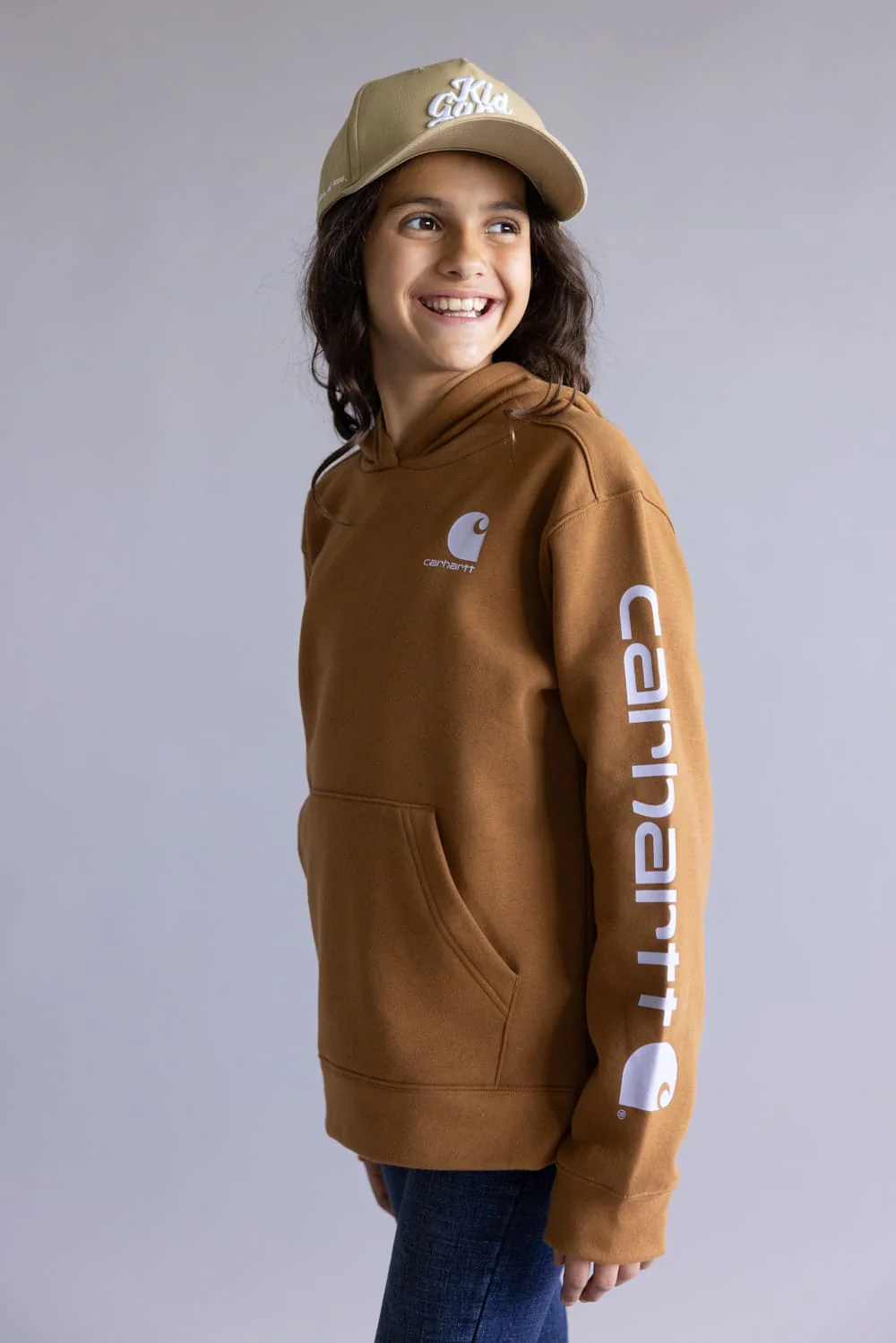 Carhartt Youth Classic Pullover Hoodie for Girls in Carhartt Brown | CA7131-D15-BROWN - Image 6