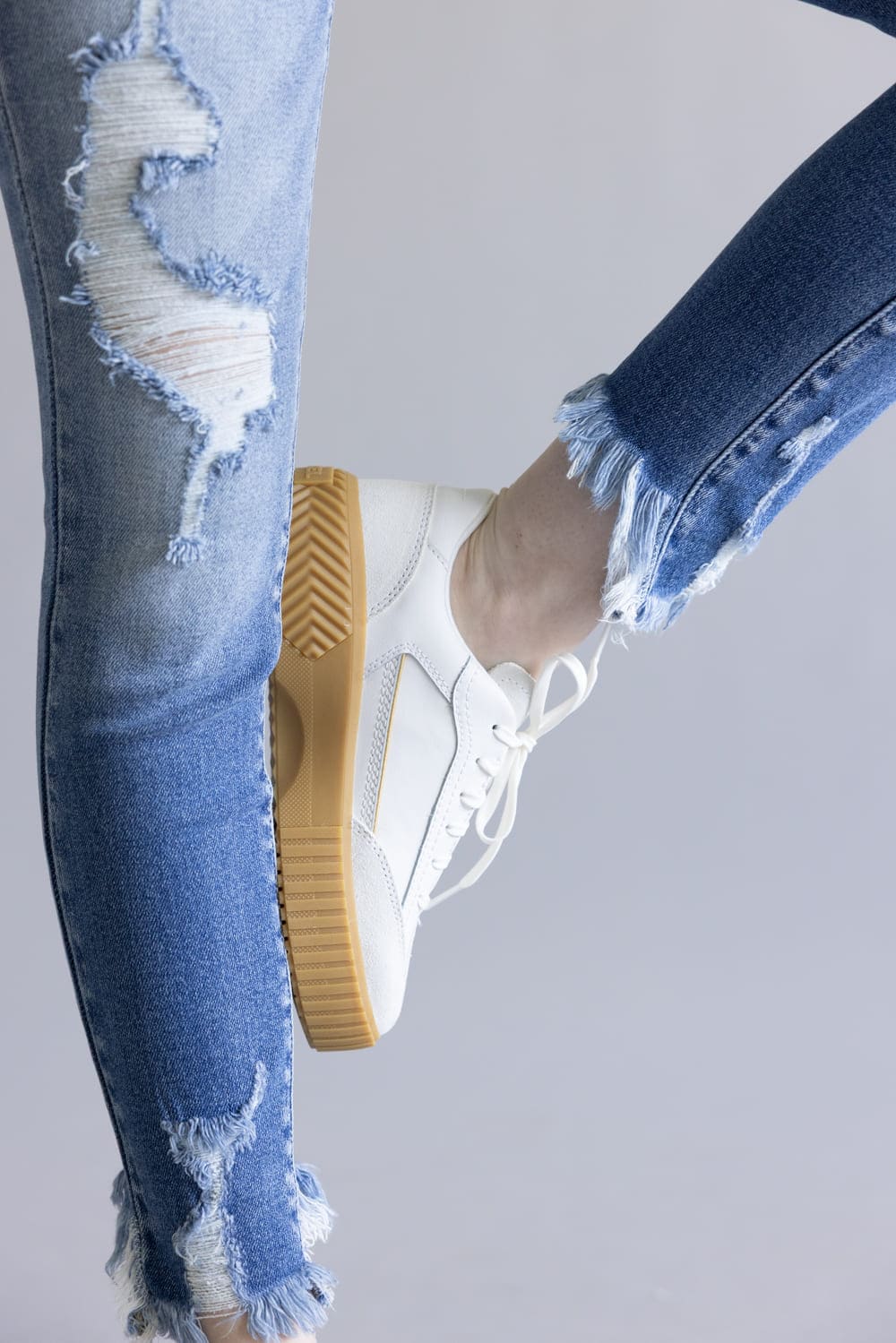 Cello Distressed Fray Ankle Cropped Skinny Jeans for Women | WV74422ML2 - Image 3