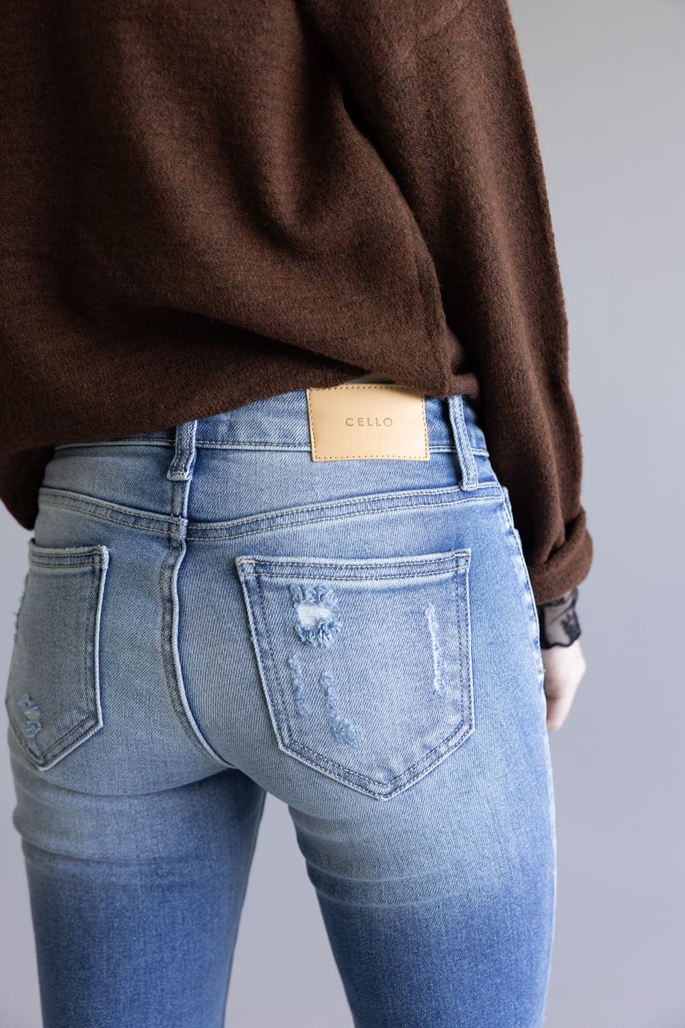 Cello Distressed Fray Ankle Cropped Skinny Jeans for Women | WV74422ML2 - Image 7