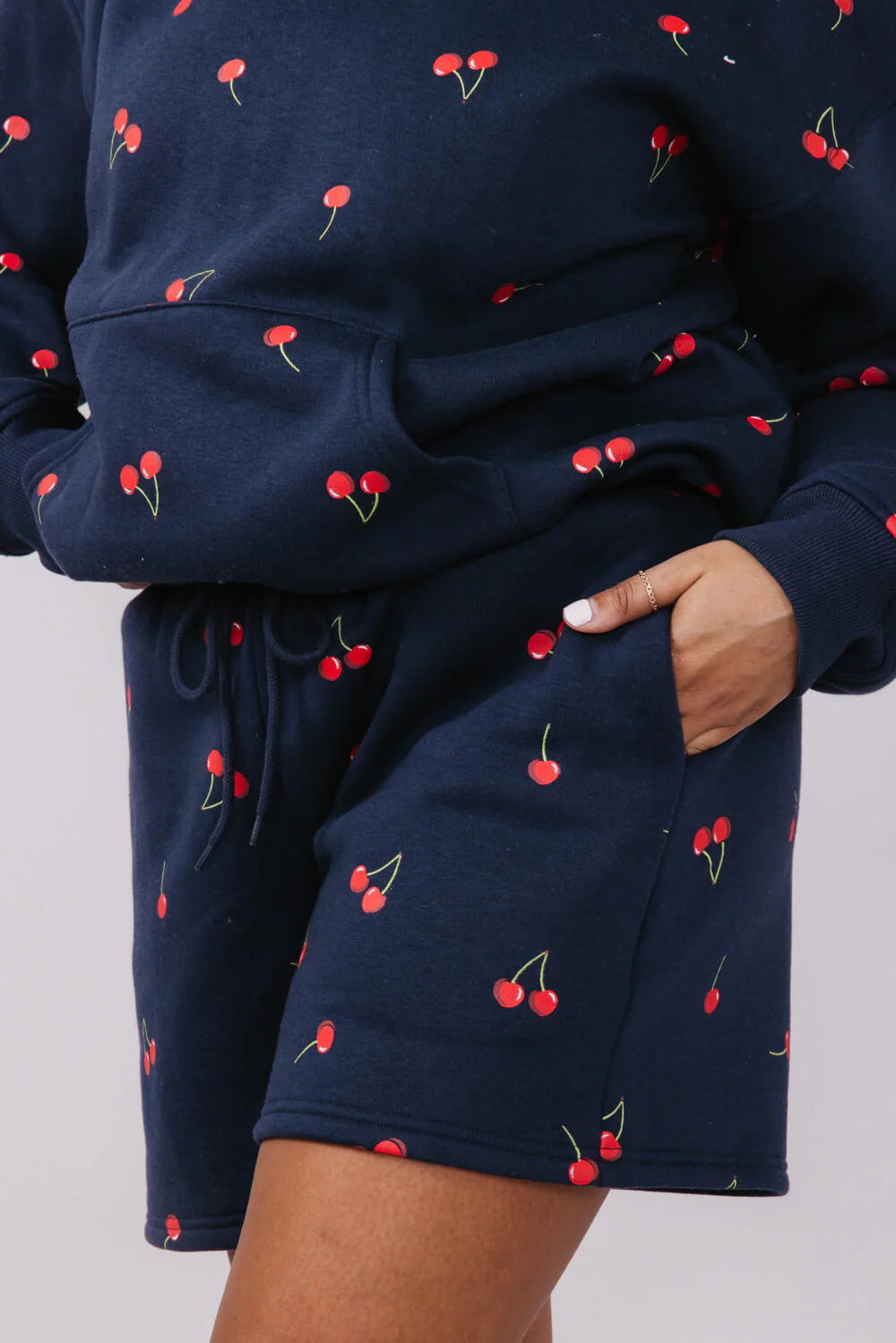 Cherry Sweat Shorts for Women in Navy | PSP1392-NAVY - Image 4