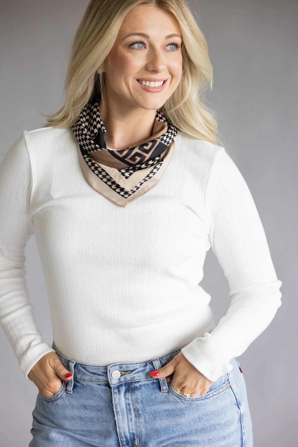 Chevron Scarf for Women in Brown | BLQS070BRN - Image 3