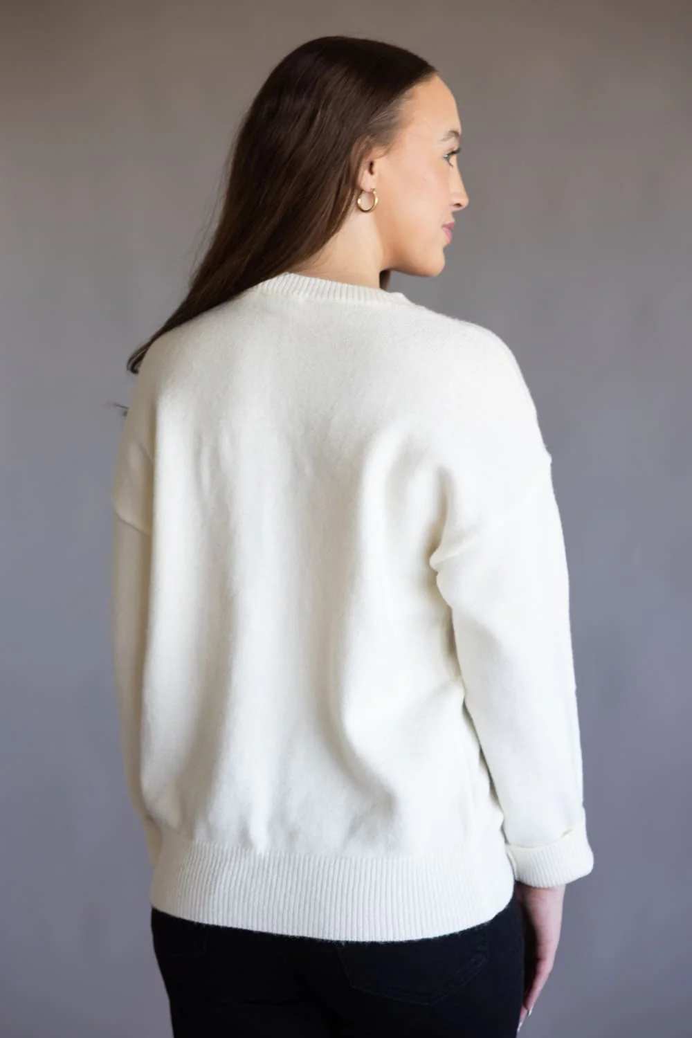 Christmas Tree Bow Sweater for Women in Cream | MWT20210-2-CREAM - Image 3