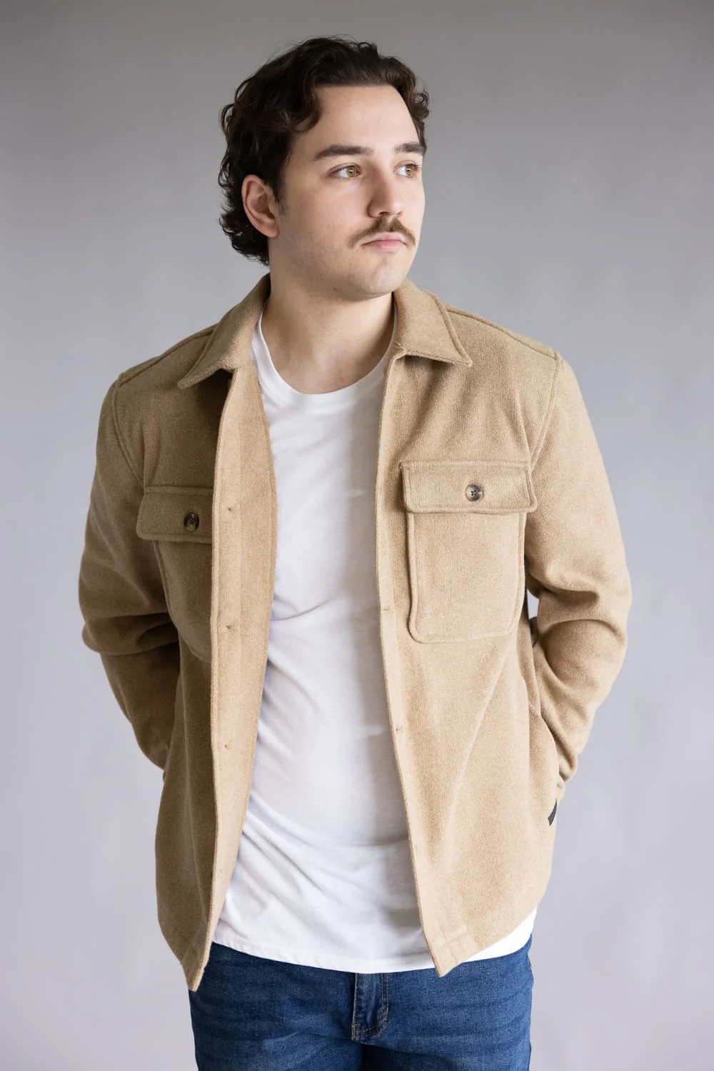 Civil Society Durbin Jacket for Men in Heather Khaki | MCSH-3017-HTHRKHAKI - Image 4
