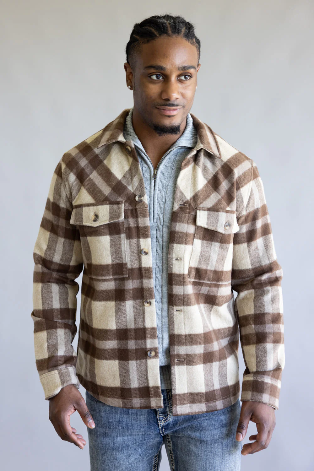Civil Society Micah Shirt Jacket for Men in Stone | MCSH-3031-STONE - Image 3
