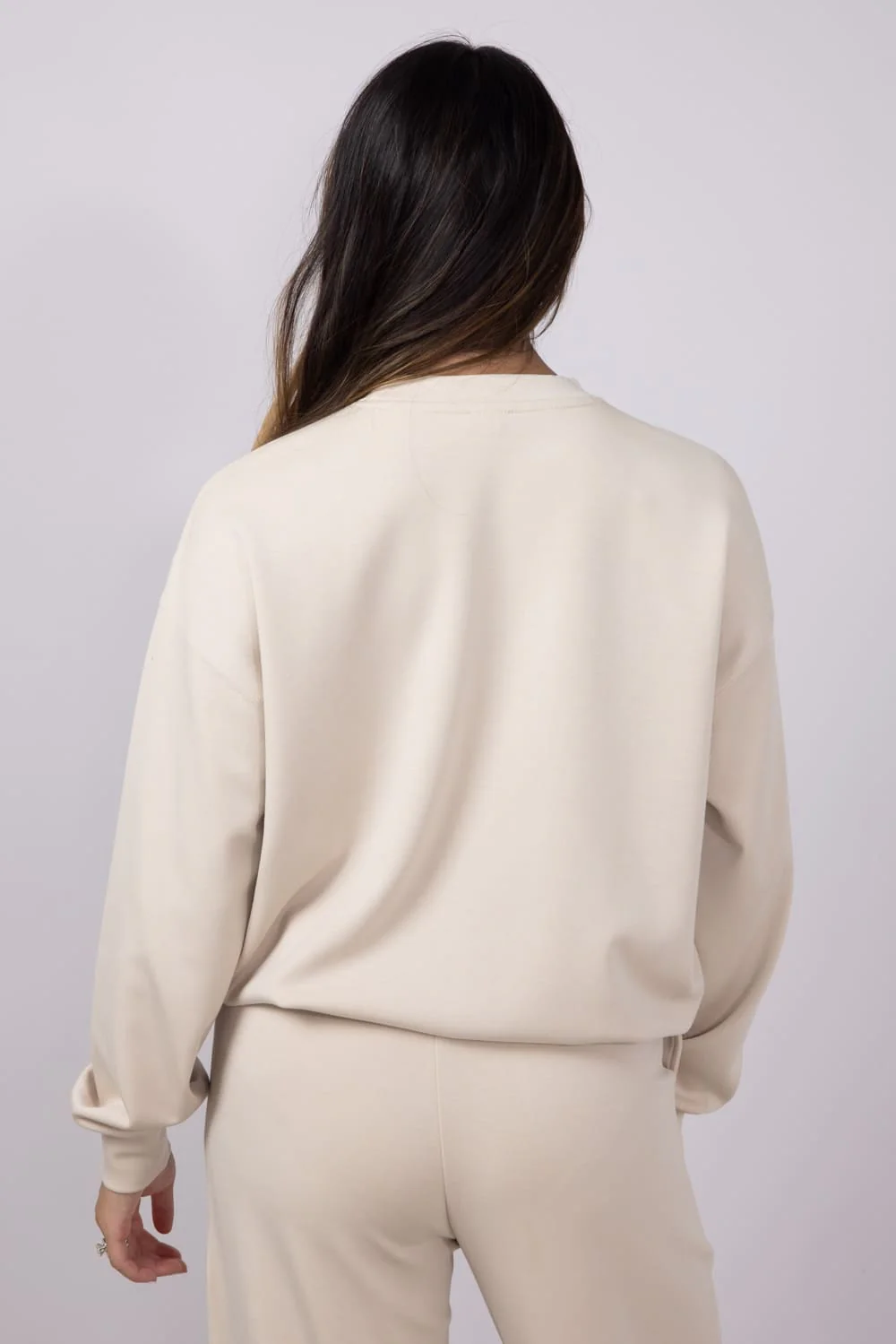 Relaxed Fit Stretch Crewneck for Women in Beige | GT016-BEIGE - Image 2