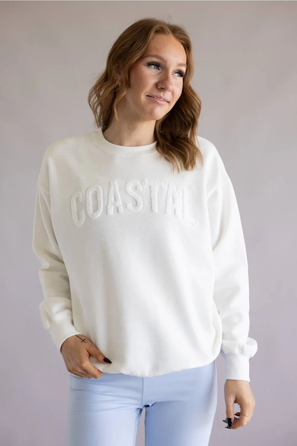 Coastal Fleece Sweatshirt for Women in White | GT411-IVORY - Image 4
