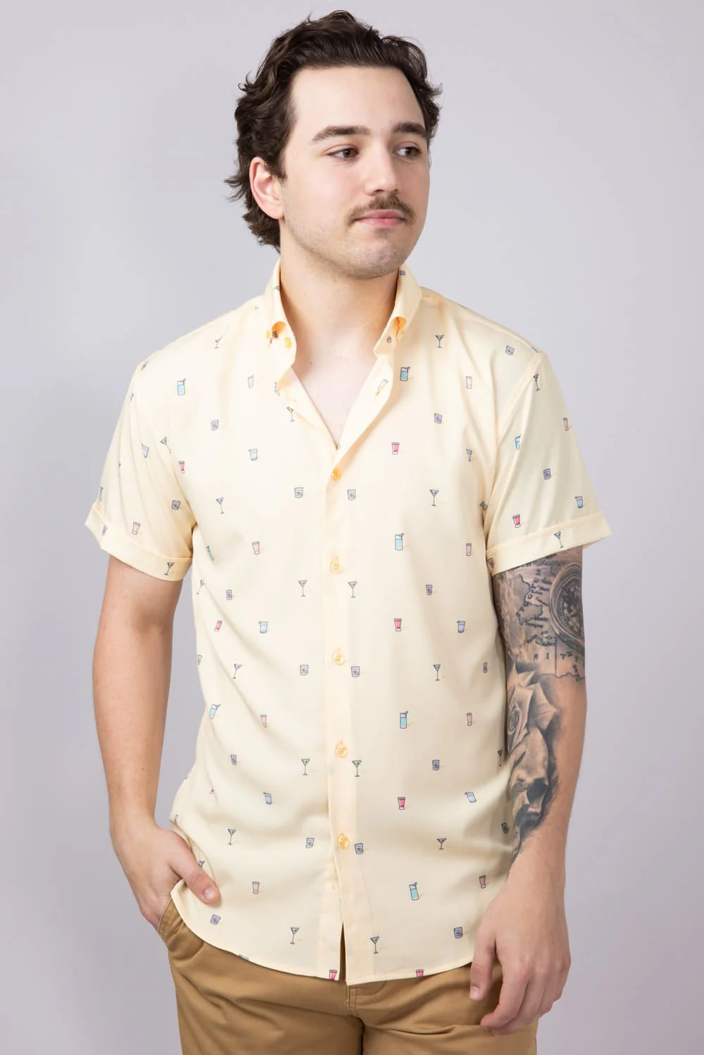 Cocktail Pattern Button Down Shirt for Men - Image 2