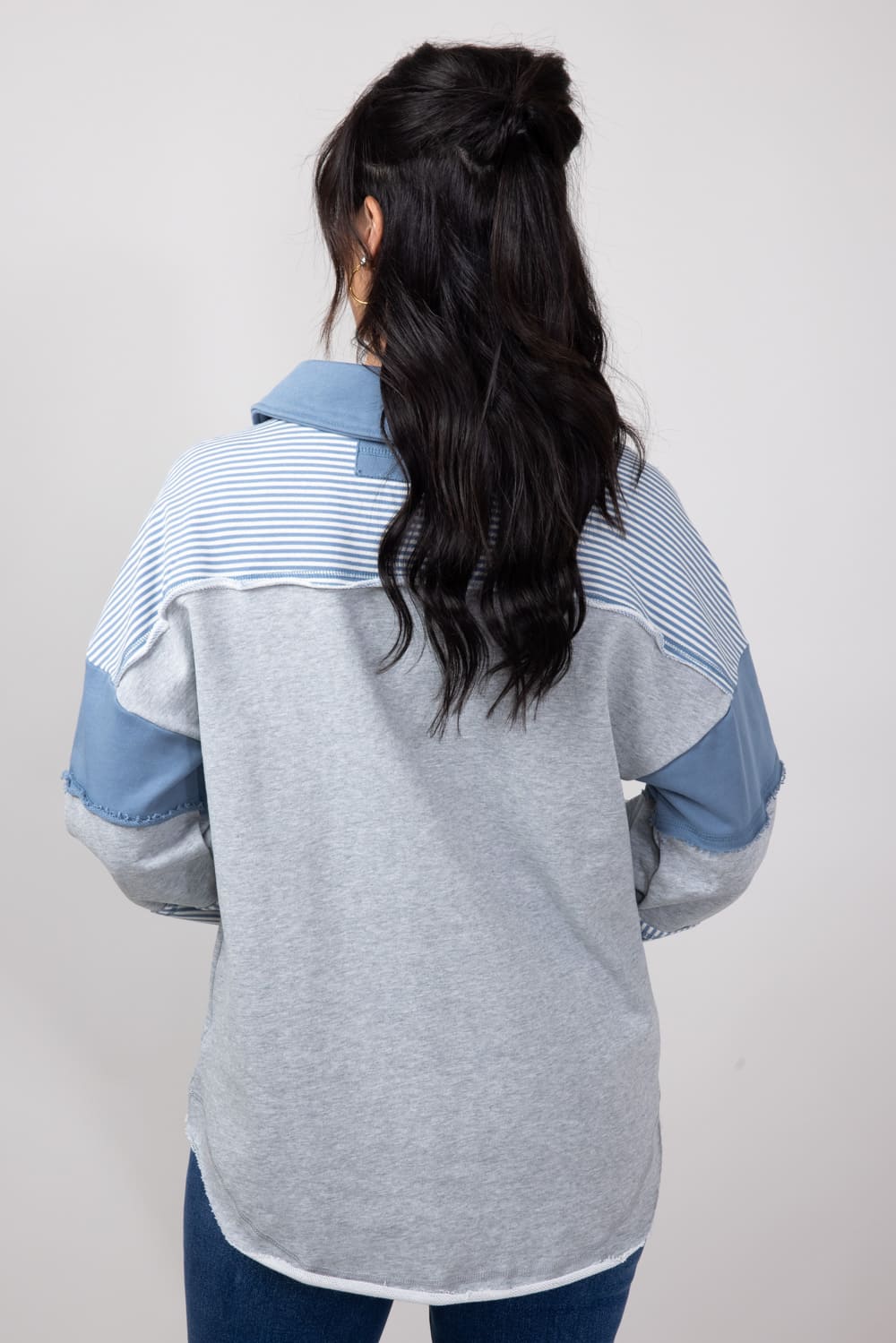 Color Block Oversized Knit Top for Women in Heather Grey | NT11851-HGREY - Image 2