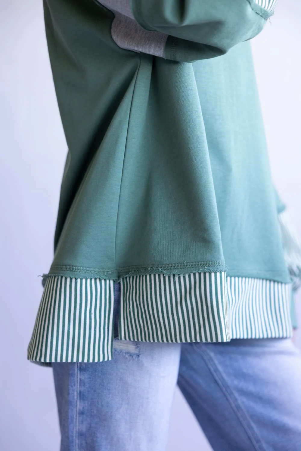 Colorblock Knit Shirt for Women in Sage | NT12321-SAGE - Image 3