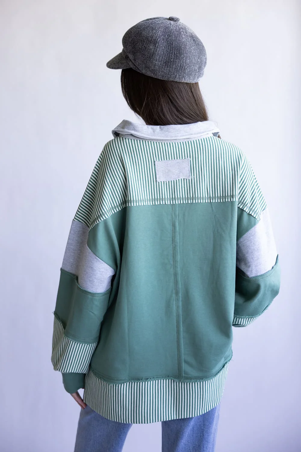 Colorblock Knit Shirt for Women in Sage | NT12321-SAGE - Image 6