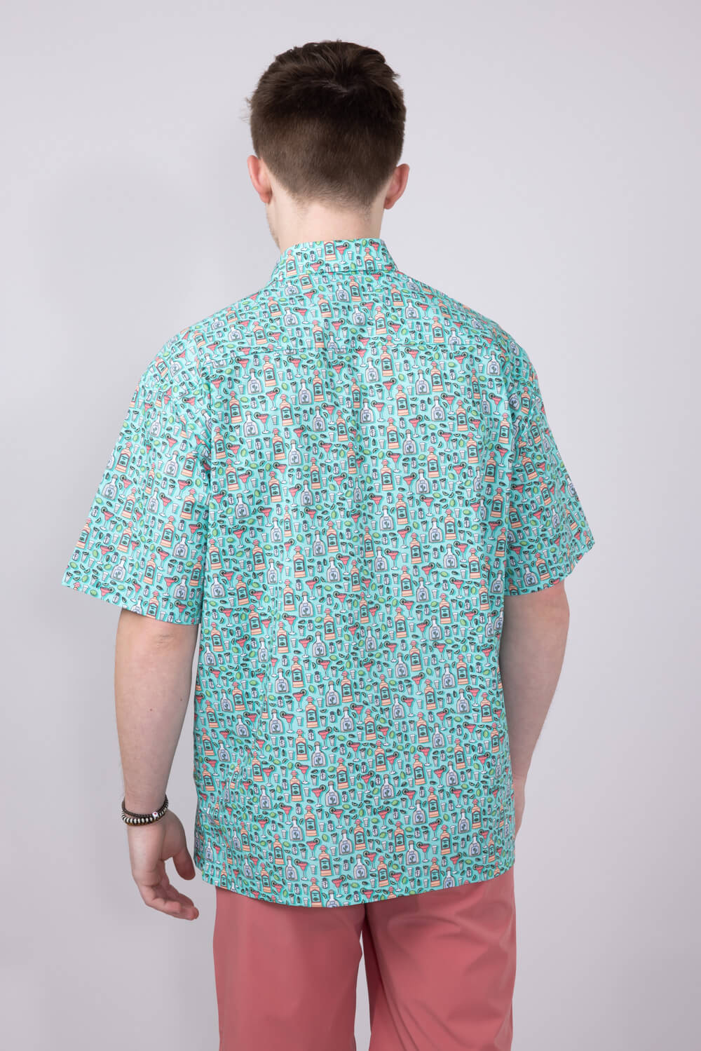 Cotton Button Down Tequila Shirt for Men in Aqua | FW2288-AQUA - Image 2