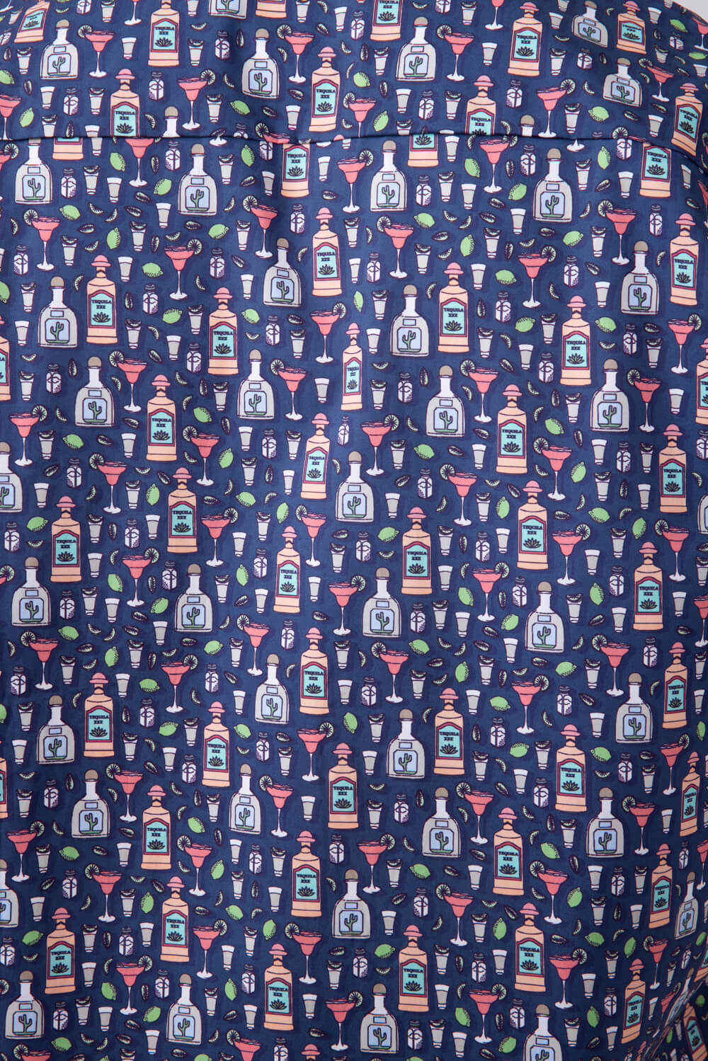 Cotton Button Down Tequila Shirt for Men in Navy | FW2288-NAVY - Image 3