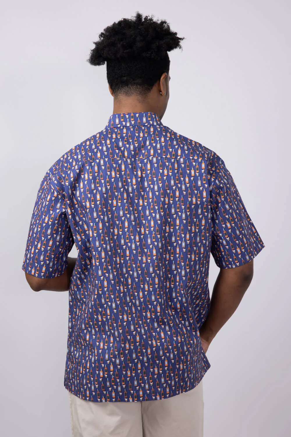 Cotton Button Down Whiskey Shirt for Men in Navy | FW2289-NAVY - Image 2
