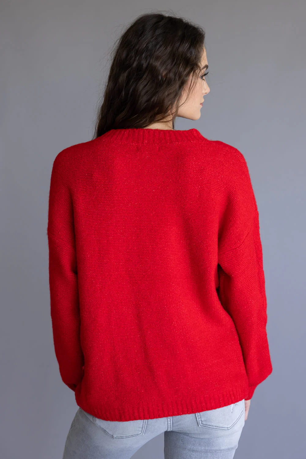 Bow Outline Sweater for Women in Red | BL1873-RED - Image 3