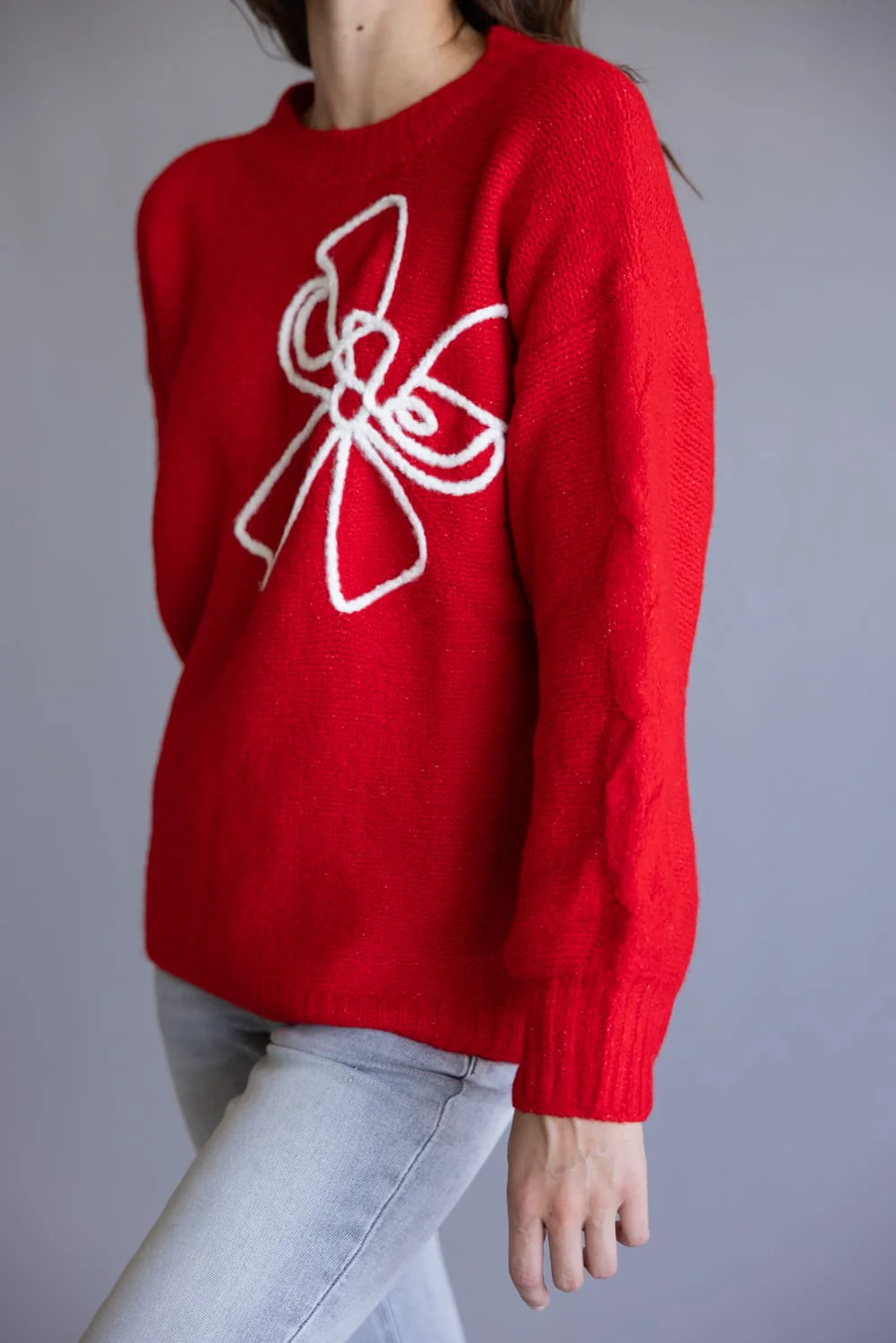 Bow Outline Sweater for Women in Red | BL1873-RED - Image 5